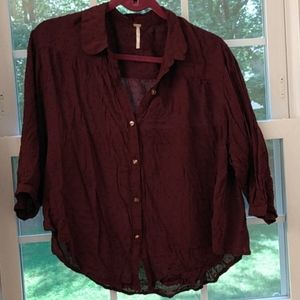 Free people embroidered dot buttondown M